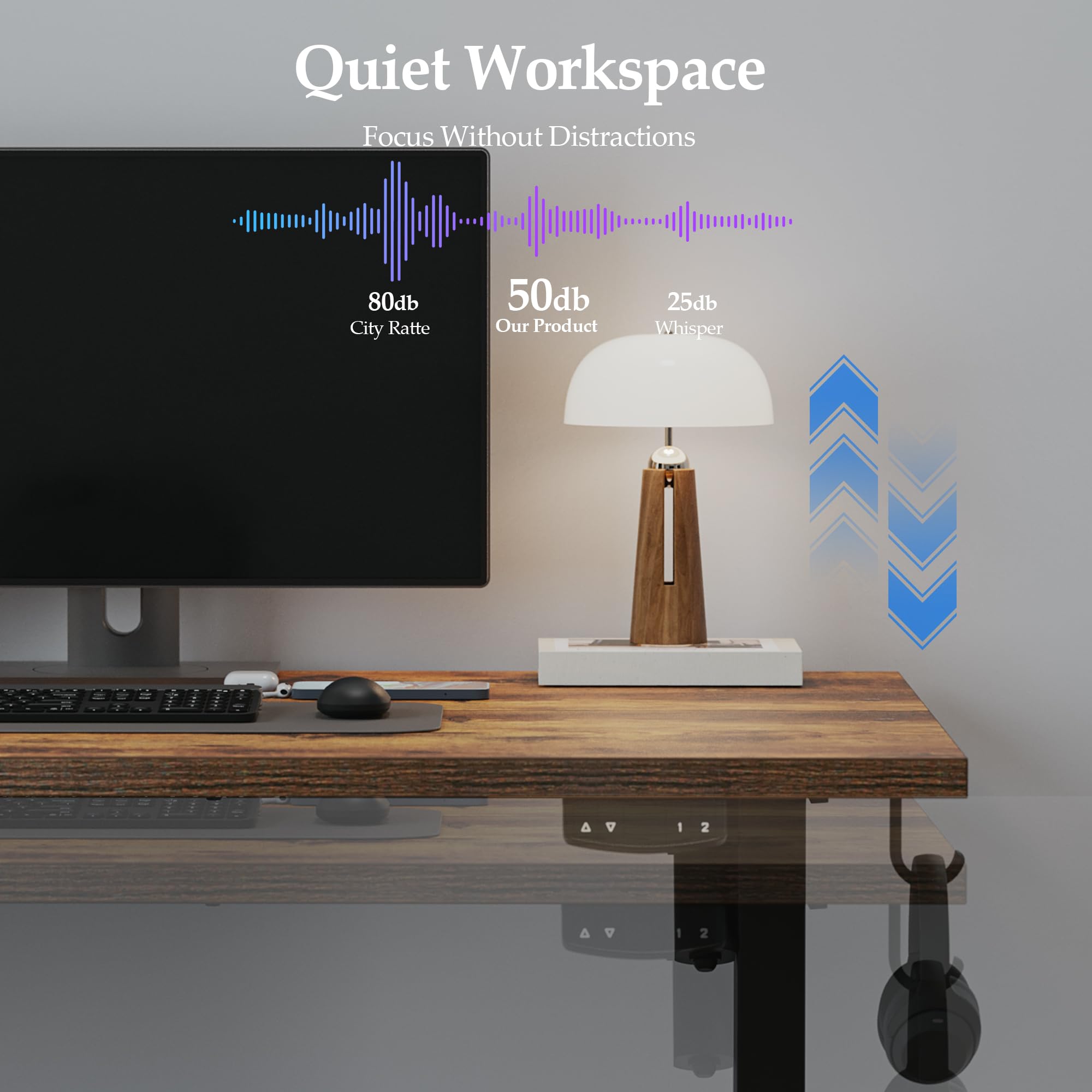 Klicelor Electric Standing Desk 48 Inch Height Adjustable Desk for Home Office Sit Stand Up Rising Computer Table — view 5