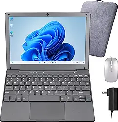 Mini laptop, 10,1 polegadas 8 GB RAM 128 GB SSD, tela IPS com processador Intel Celeron N4020 (até 2,8 GHz), leve e potente com sistema operacional Windows 11 pequeno computador (cinza ferro)