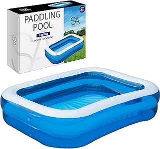 SA Products 2M Paddling Pool for Kids, Pool Inflatable Swimming Pool with Self-Adhesive Repair Patch | Rectangular Large Paddling Pool, Inflatable Pool, Paddling Pool for Adults & Kids