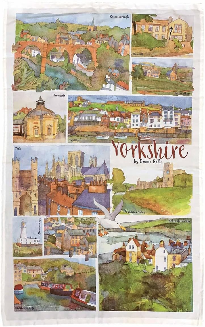 Emma BallDesigns YORKSHIRE 100% Cotton Tea Towel Made in the UK