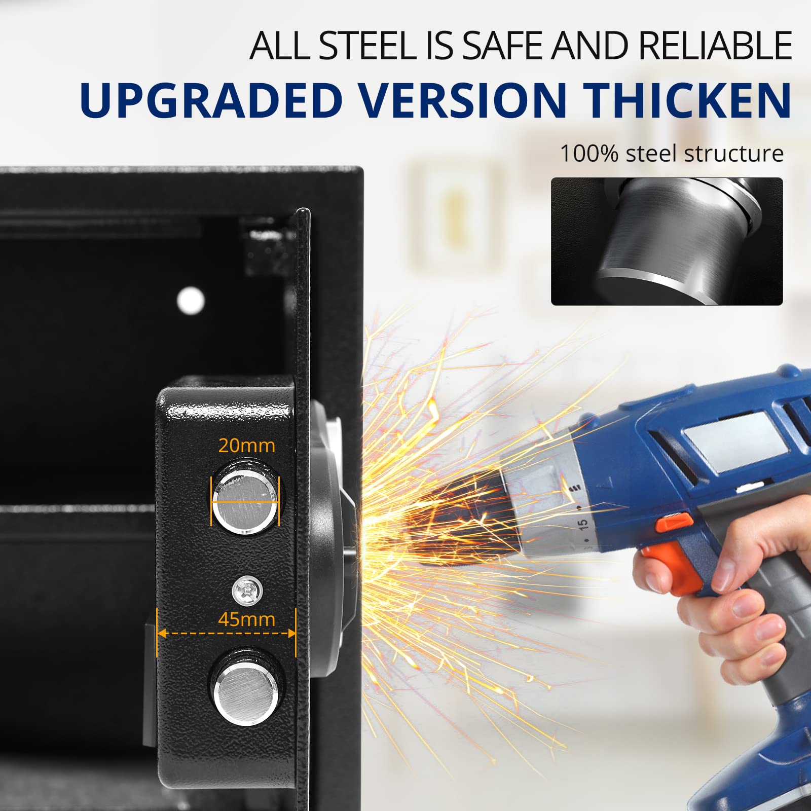 1.2 Cu ft Large Fireproof Safe Box with Digital Keypad Lock, Steel Safe with Interior Lining and Bolt Down Kit, Document Safe Fireproof Waterproof, Jewelry, and Valuables, 14.9 x 11.8 x 11.8 Inches