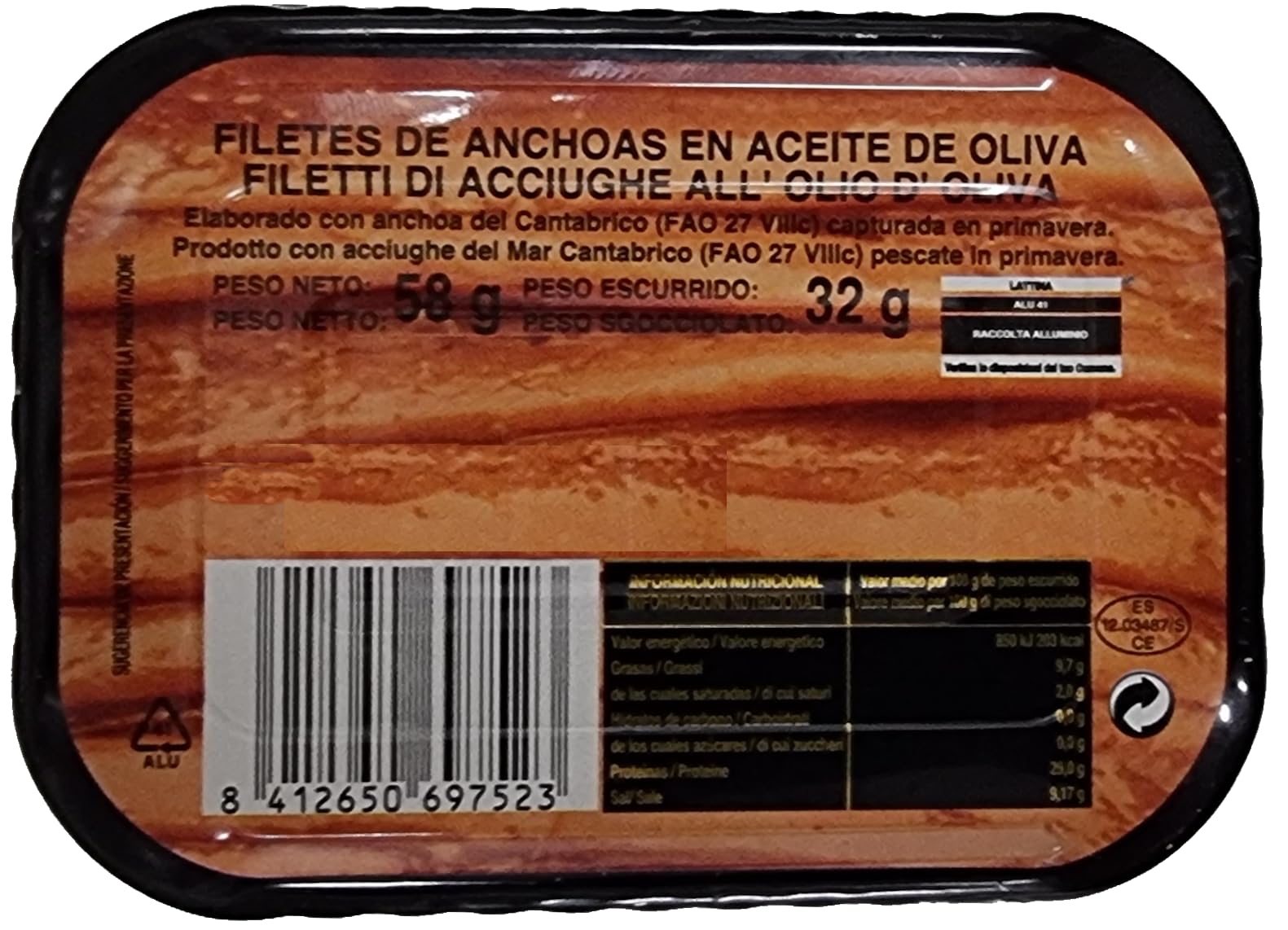 Anchoas del Cantábrico La Castreña RR-60 Pack 3 Latas