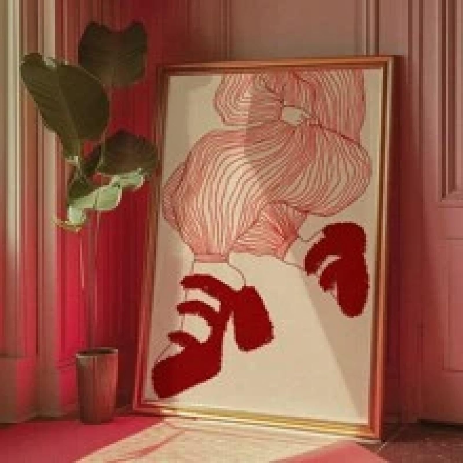 Art mural rouge des années 70 pour une déco de salon rétro - 8