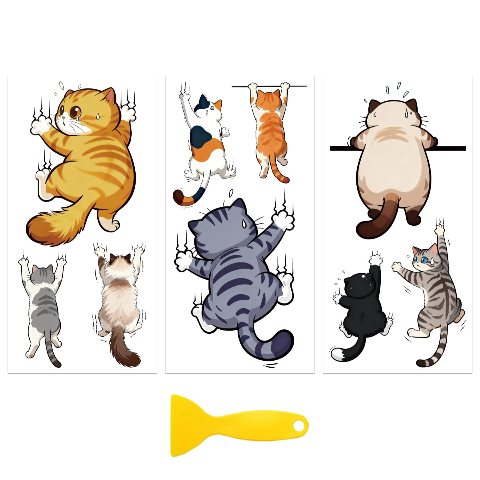Peacoblue Rub on Transfer Decal Sticker for Furniture Craft Decor 15x30CM Climbing Cat, 3Pcs Waterproof UV DTF Transfer for Drawer Dresser Glass Porcelain Wood Plastic โ image 1