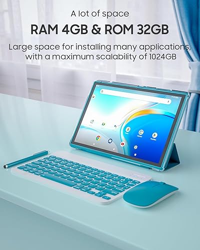 Miniatura 6 de Tableta 2 en 1 Android 12 Tablets con teclado 10 pulgadas Tabletas, incluye ratón Stylus Case Película templada, 6000mAh Tablet 4GB+32GB ROM 1TB