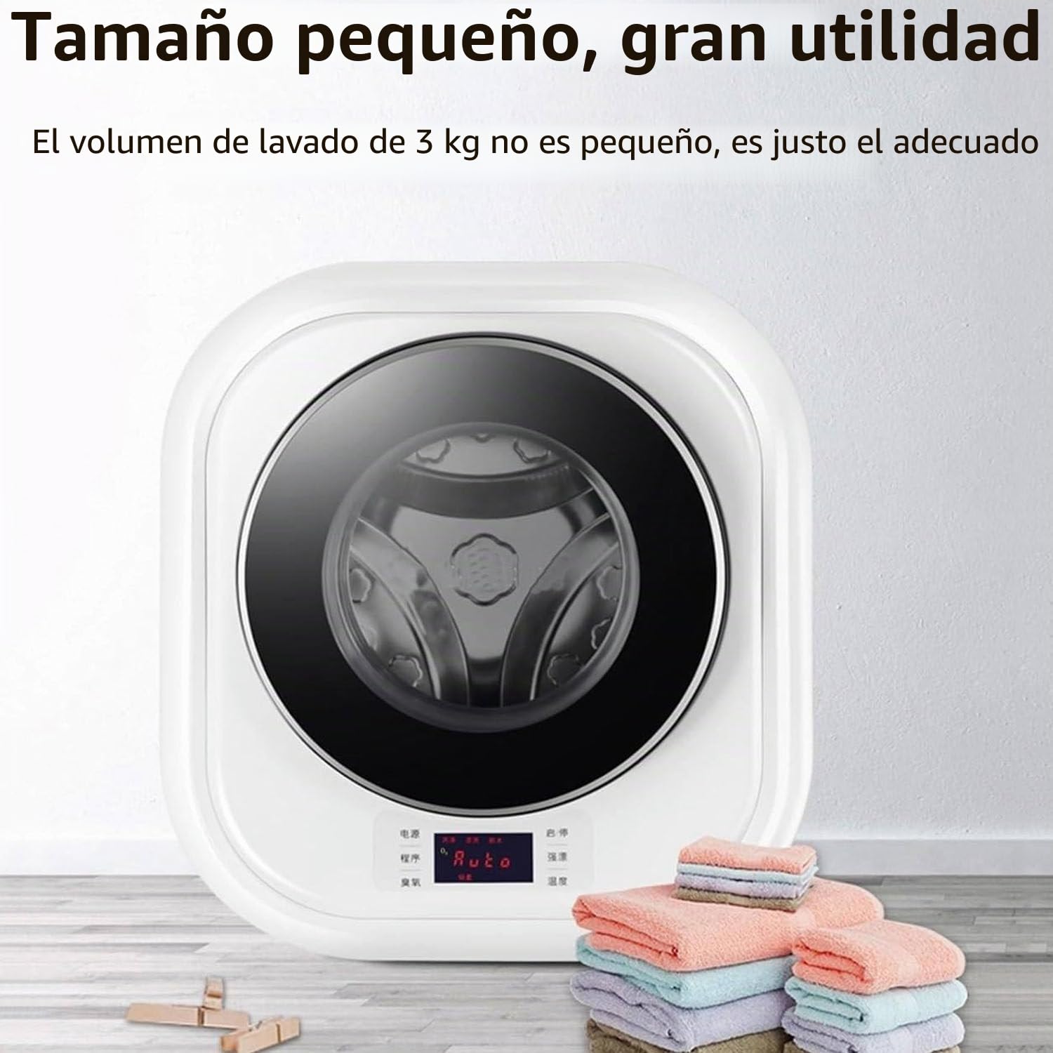 Lavadora Compacta,Lavadora Carga Frontal,Lavadora Carga Frontal con Capacidad De 3kg,Minilavadora Secadora Automática,Ahorra Espacio (Montada En La Pared)