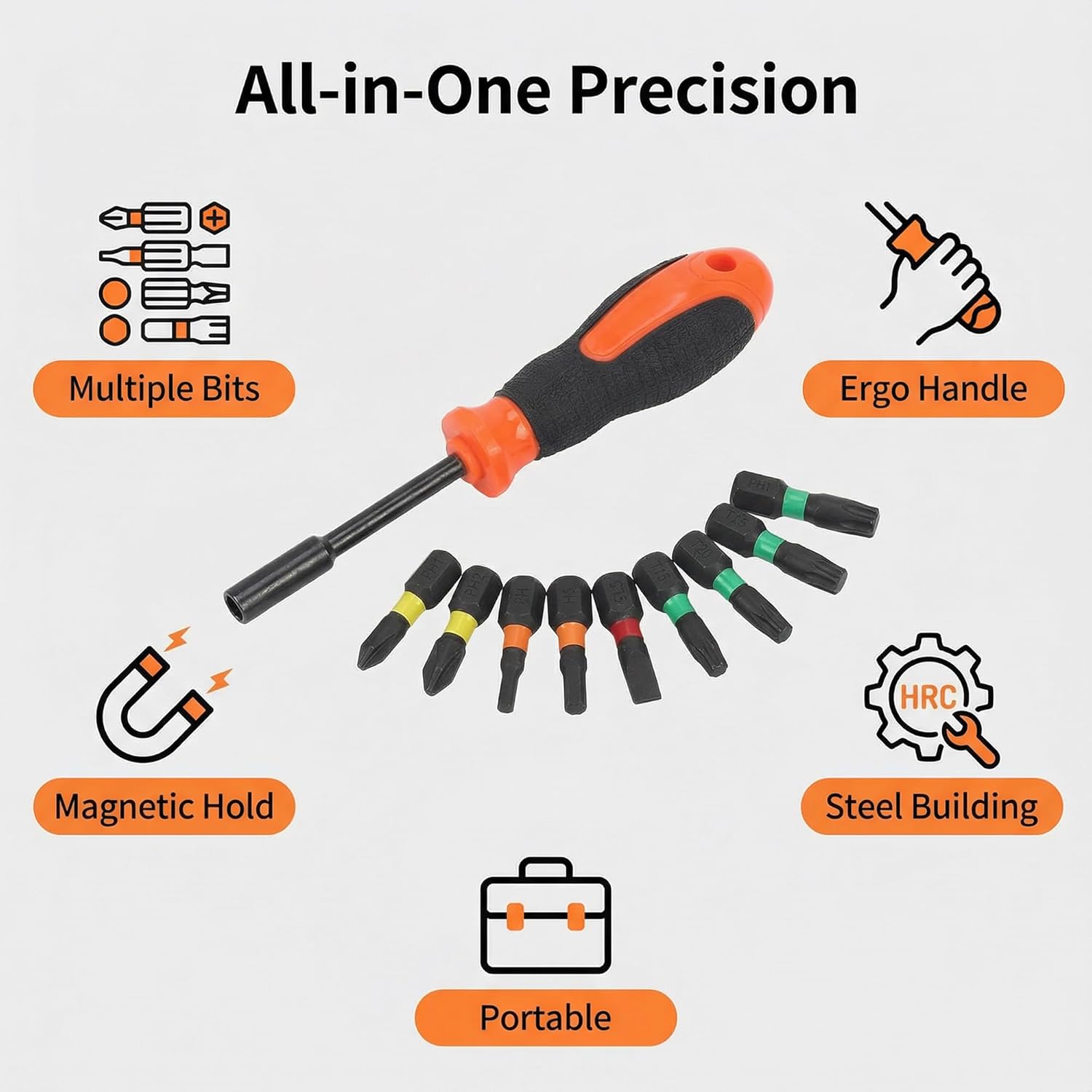 10 Pcs Ratchet Screwdriver Bit Set, Household Magnetic Combination Handle Tool Kit for Daily Home Repair, Compact Multi-Bit Hand Tool Set, 1 Piece