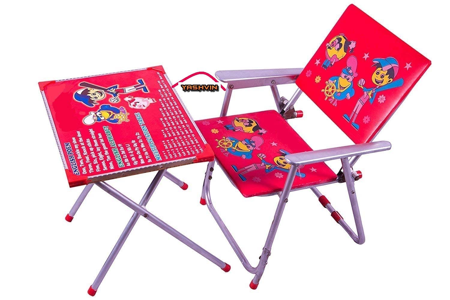 Balaji e Retail Study Table Chair for Growing Kids क ख ग,ABCD,1234 Cartoon Printed Rounded Edges Foldable Study Table and Chair Set for Kids Boy and Girl (Age 2 to 7 Year Old) || VN#2548-image-7