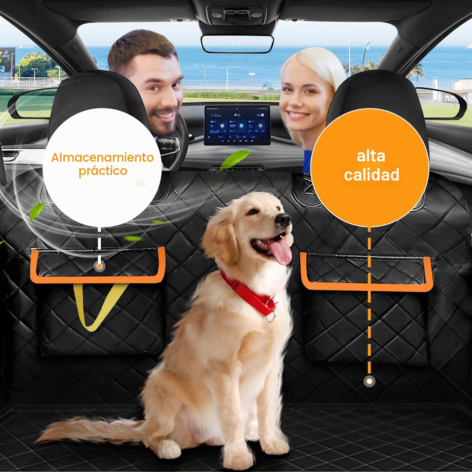 DATEFUN Funda Maletero Coche Perros - Universal Protector con Dos Bolsas de Almacenamiento - Impermeable & Antideslizante Adecuado para Autos Pequeños y Medianos