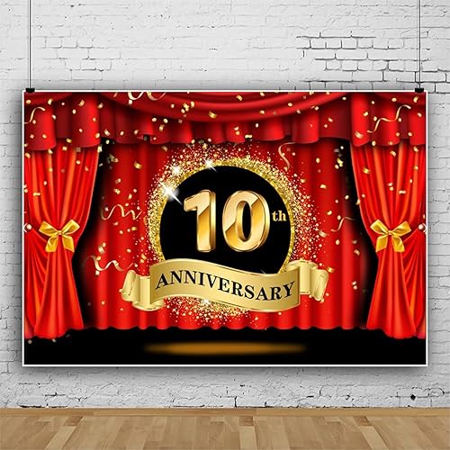 Miniatura 3 de OERJU Telón de fondo de lujo de 6 x 4 pies, cortina roja con purpurina con puntos dorados, fotografía de fondo, pareja, matrimonio, boda,