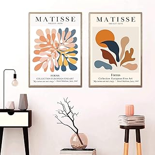 Henri Matisse Wall Art Canvas - Matisse Cutout Art Print Matisse Pictures Matisse Cut out Flower Henri Matisse Exhibition Poster 16x24 Inch (set of 2) Unframed
