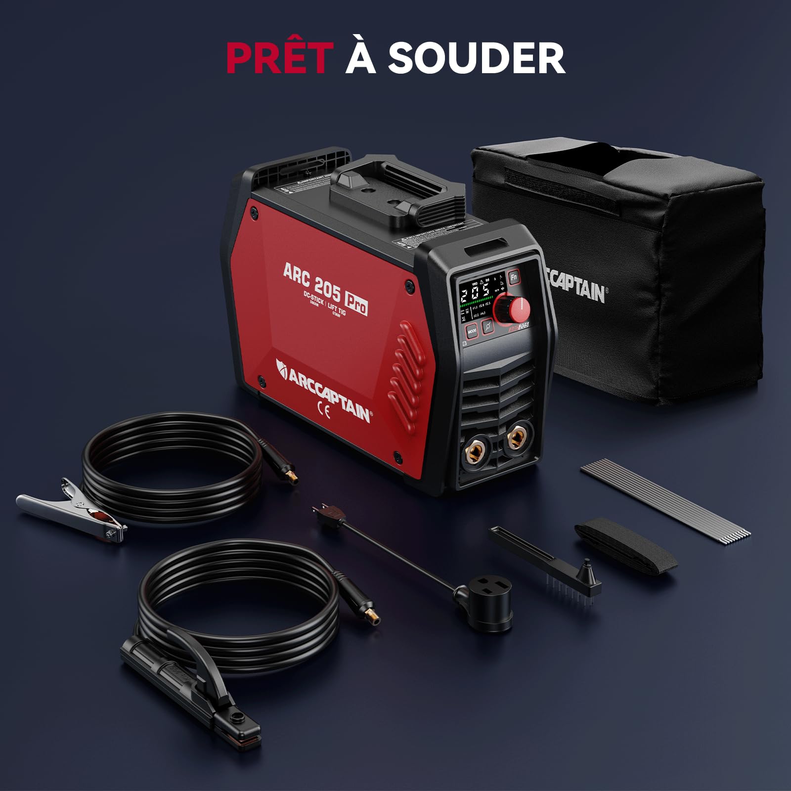 ARCCAPTAIN iControl ARC205 Pro Poste a Souder, [Contrôle APP] 205A Soudage ARC/TIG Lift Poste à Souder, Grand Écran LED Large, Inverseur IGBT 230V avec Démarrage Chaud, Force d'Arc et Anti-Adhérence