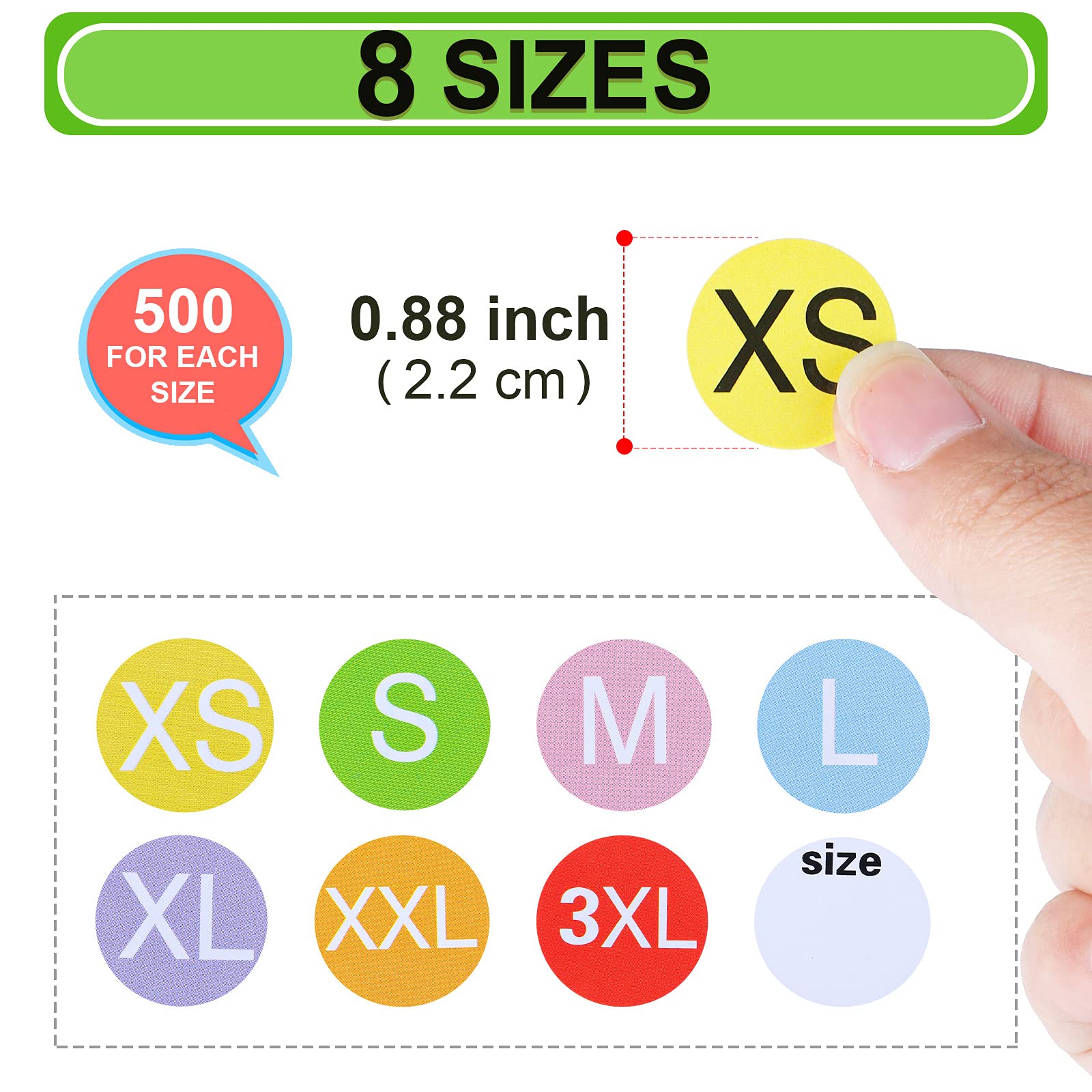 Snapklik.com : Elcoho 4000 Pieces Clothing Size Sticker Labels Round ...