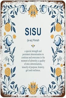 Sisu Definition Print, Finnish Definition, Nordic Print Metal Signs Metal Tin Sign Vintage Wall Decor Retro Art Tin Sign Funny Decorations for Home Bar Cafe Farm Room Metal Poster 8x12 Inch