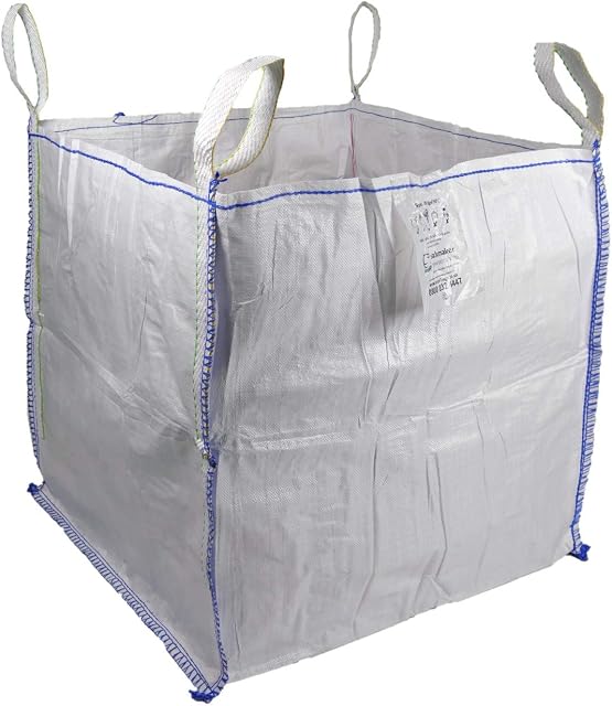 sackmaker FIBC Bulk Bag - One Tonne Builders Bag - Heavy Duty Garden Waste Bag Extra Large - Premium Grade Dumpy Bag with 4 Lifting Handles and Safety Certificate