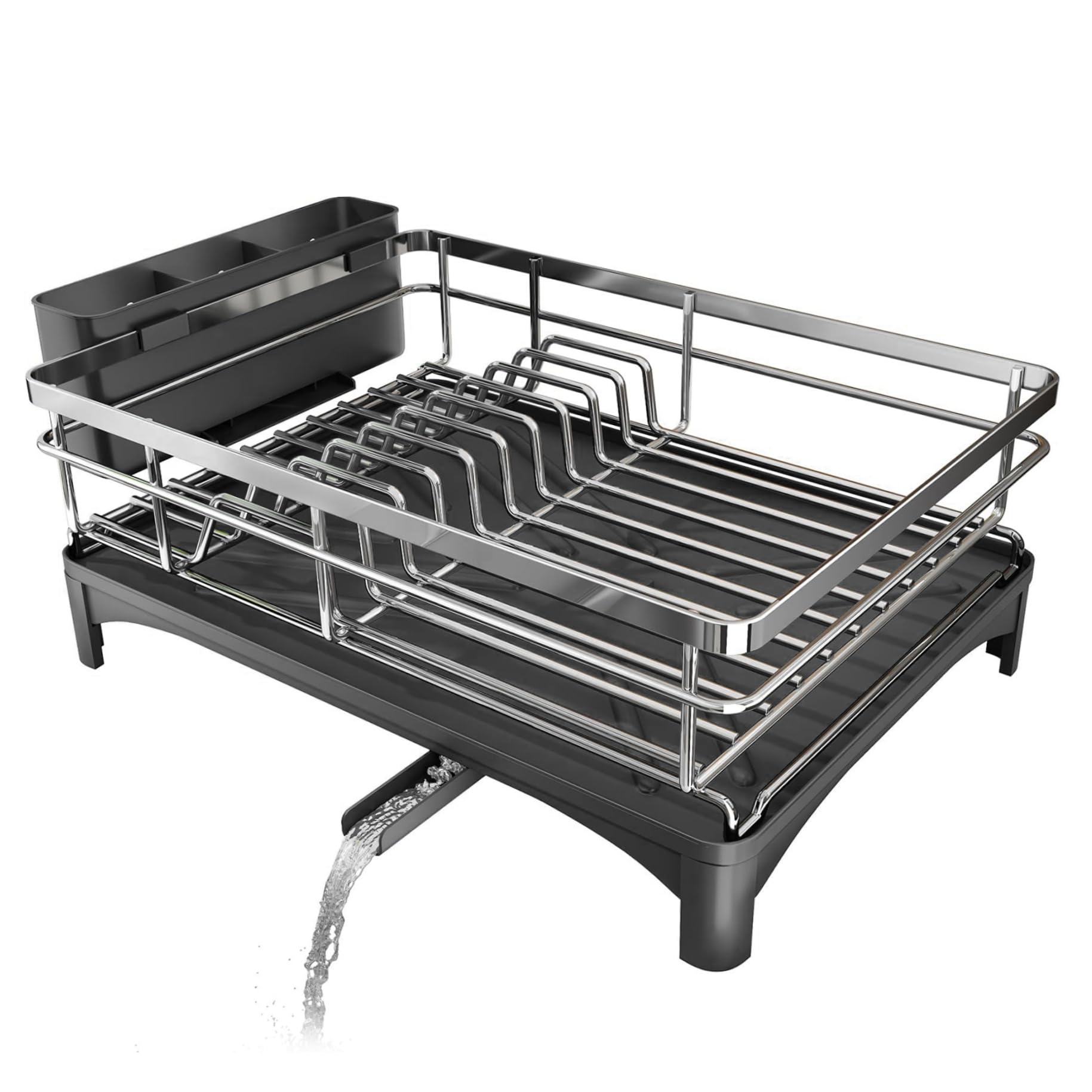 CAKEEYUM Dish Drying Rack Dish Drainers For Kitchen Counter, Stainless Steel Drying Rack Large Capacity Drainer and Utensil Holder for Kitchen Counter, Drain