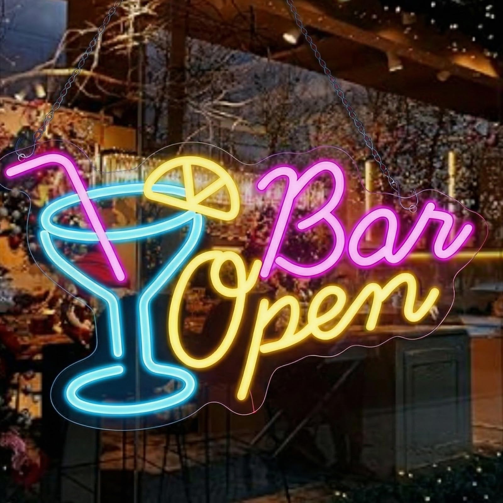 Bar Open Neon Sign, LED Sign Night Light Scritte Cartello Luminoso Con LED Da Bar Scritte Neon Funzionamento USB, Per Nightclub Club Bistrò Feste Open Sign per Vetrine