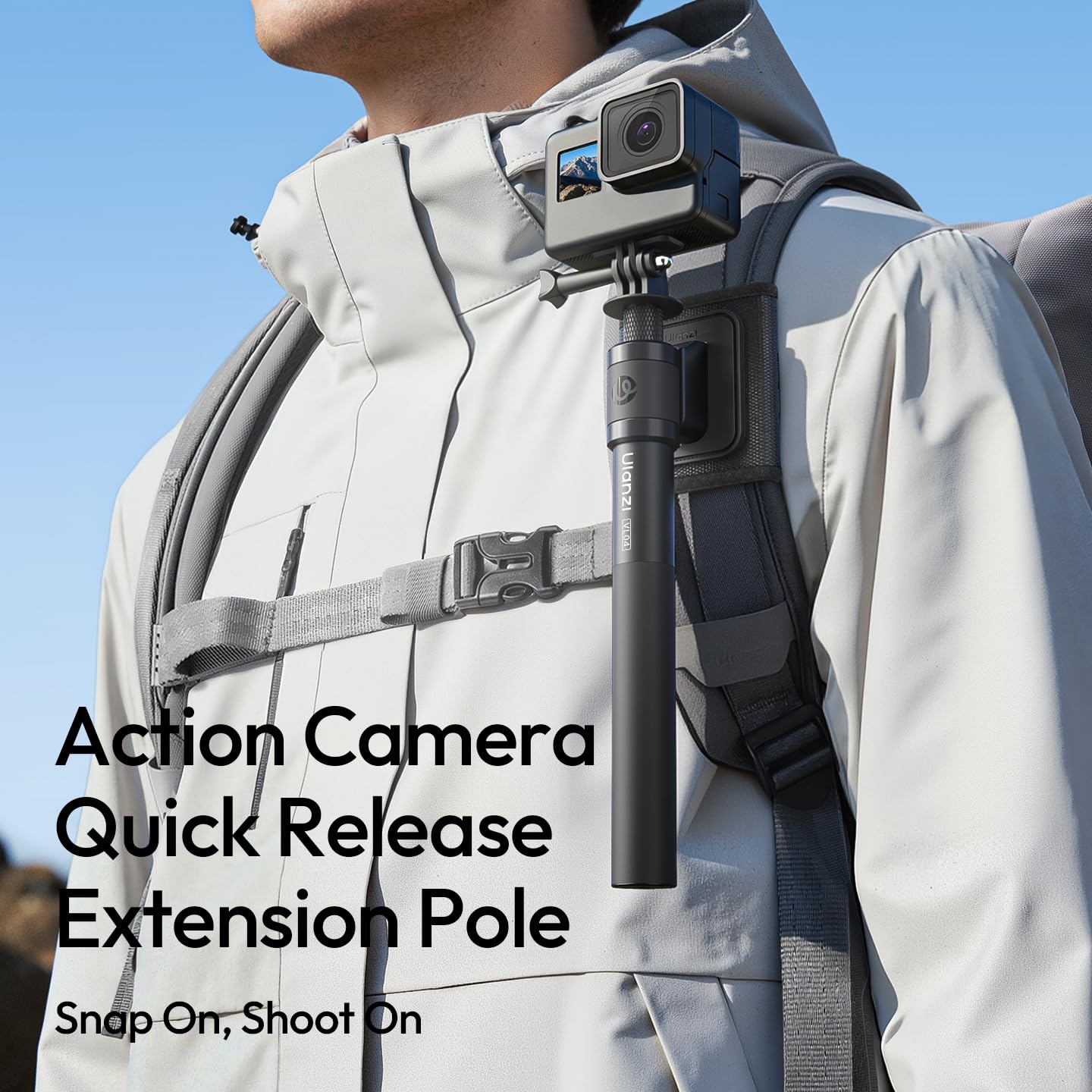 Ulanzi VL04 Kijek do selfie z paskiem na ramię, rozkładany monopod z adapterem do kamer sportowych GoPro, przenośny do Insta 360 X5/4/3 i DJI Pocket 3/Osmo Action 5/4/3
