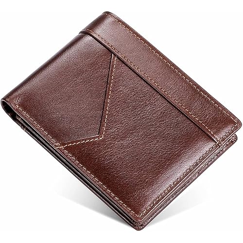 Slim RFID Wallets for Men - Genuine Leather Front Pocket Bifold Wallet Travel purse Coffee