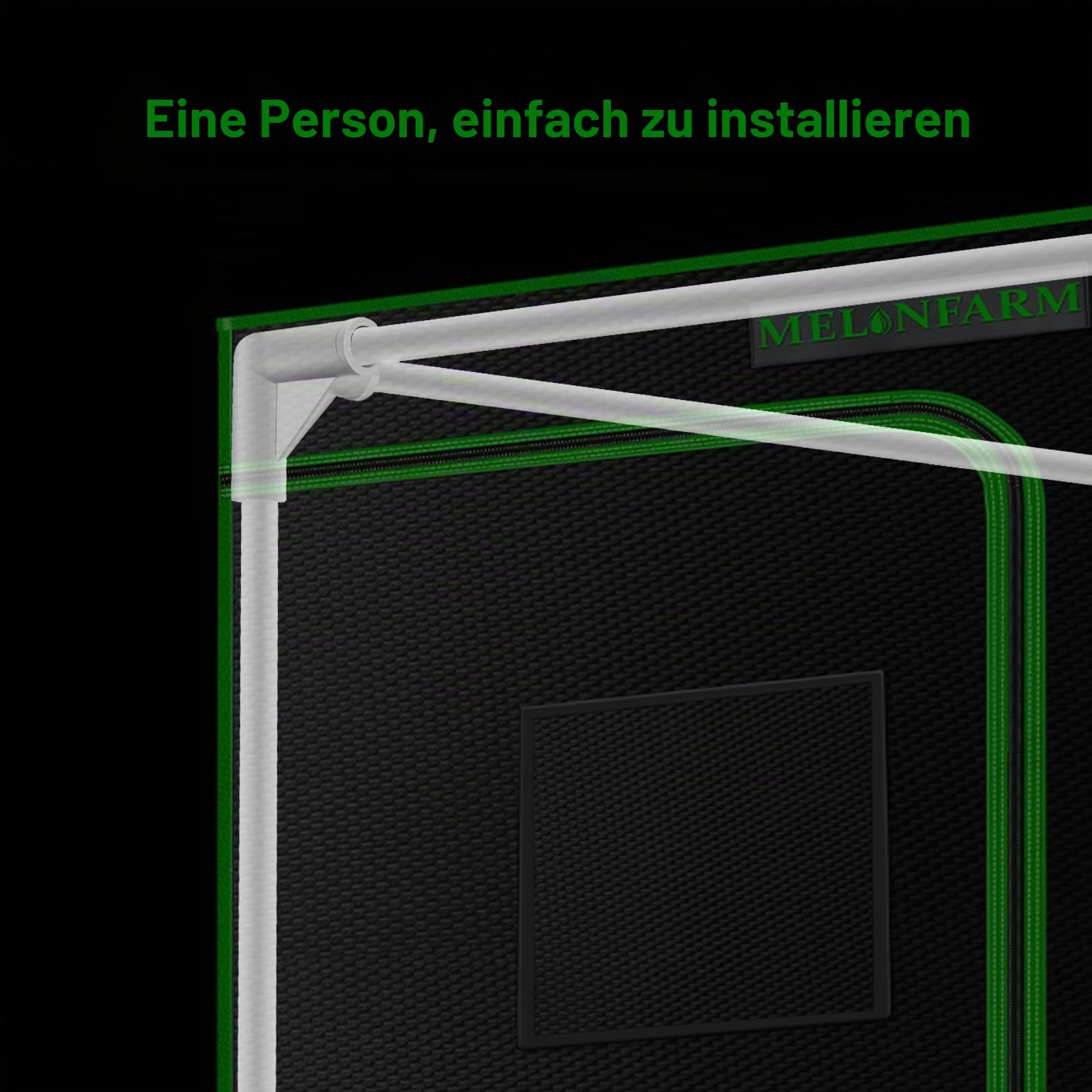 Wachstumszelt 61x61x121 cm 600D-Diamant-Mylar-Leinwand Beobachtungsfenster Bodenwanne Hydrokultur