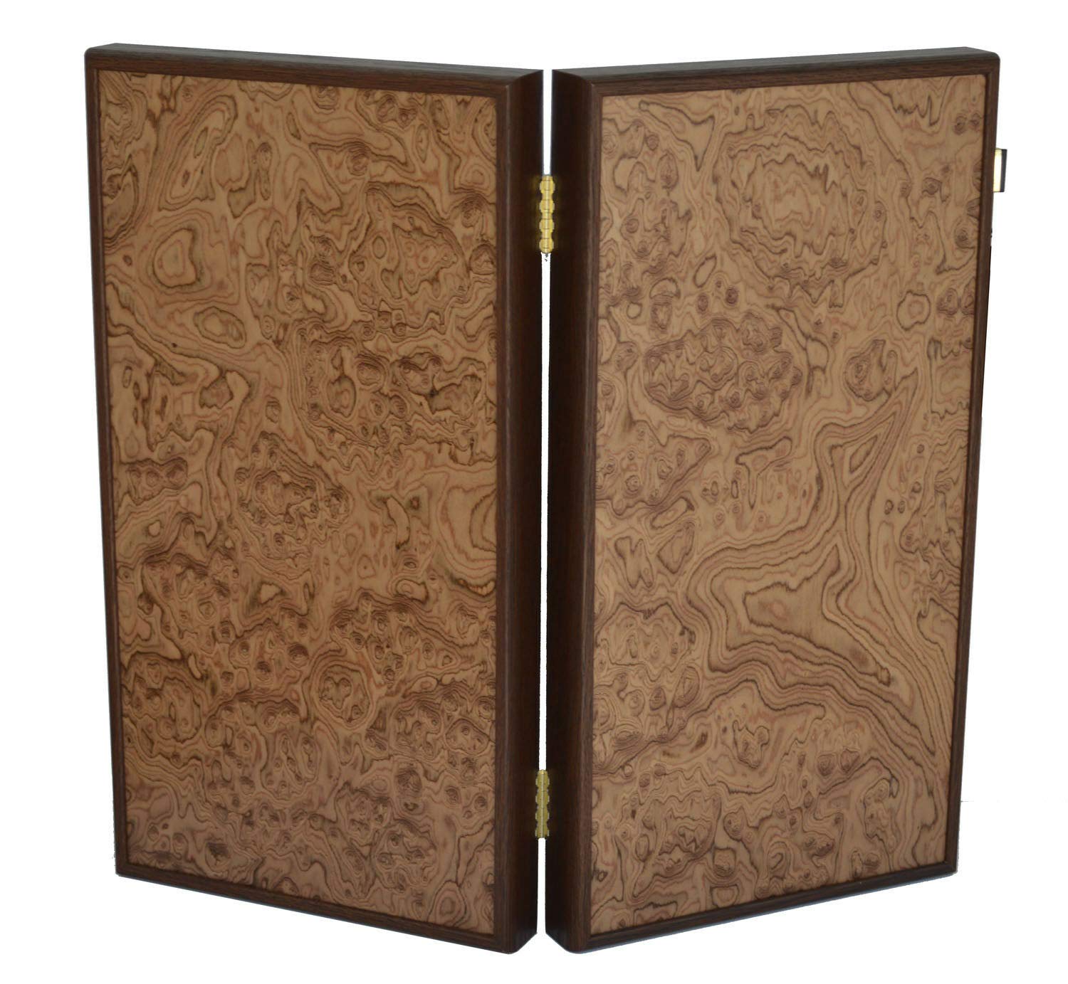 Manopoulos Walnut Burl Traditional 19" Backgammon Set - Olive Checkers