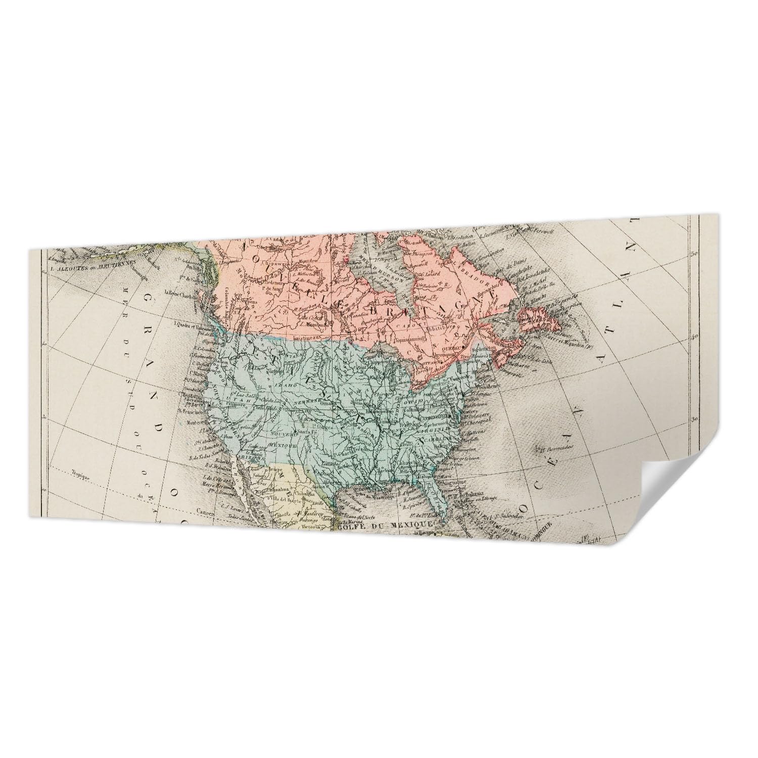 Revêtement mural autocollant 250x104 cm carte historique pour salon