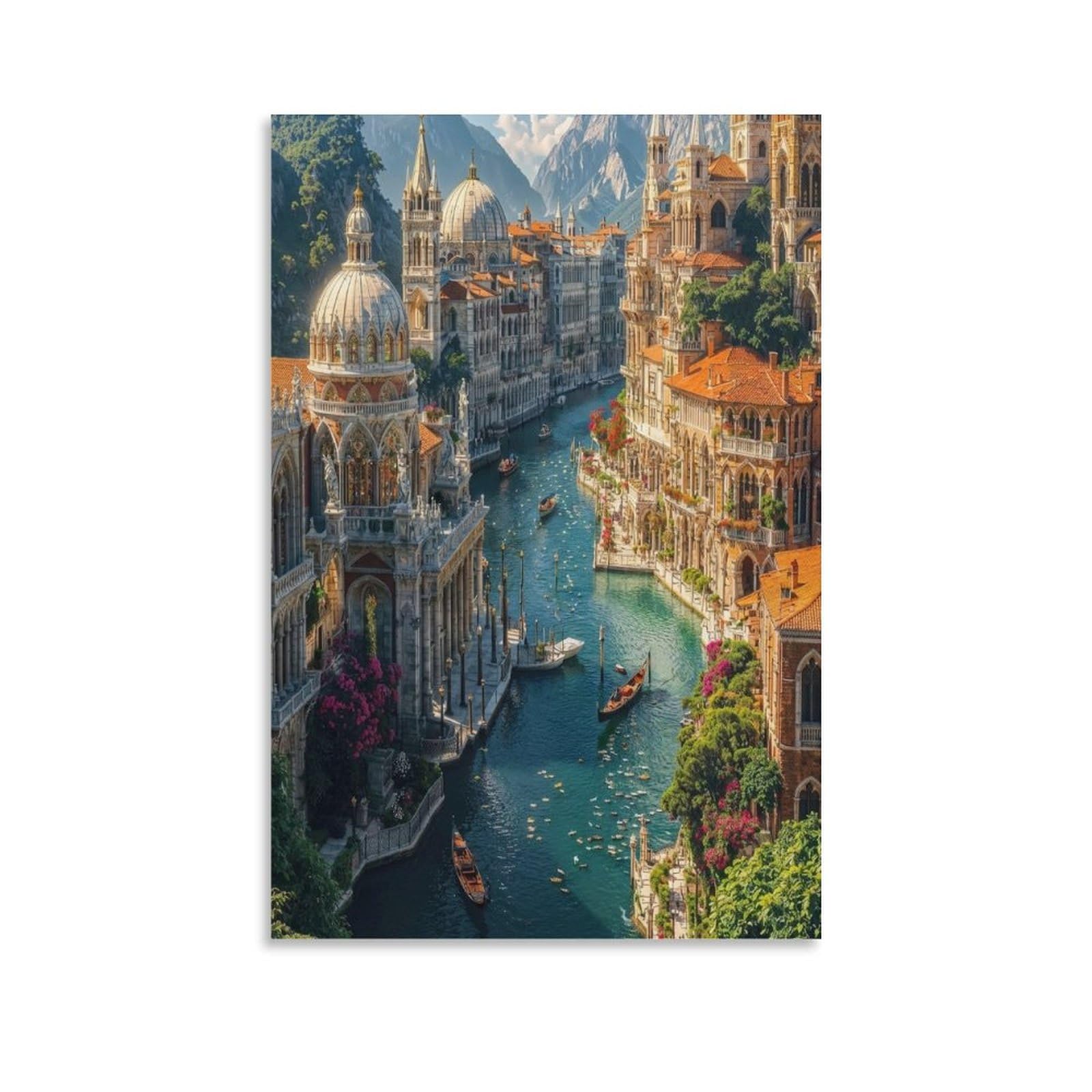 Venice Canal Scene Paint by Numbers for Adults,Nature Painting by Number Kits Canvas,DIY Easy Cheerful Painting for Beginners,Wall Decor, 30x30cm