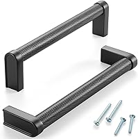 Vista 58 de Paquete de 5 tiradores de gabinete de 3–3/4 pulgadas estriado en negro y oro, manijas de gabinete mate en negro y oro cepillado AP1311, herrajes