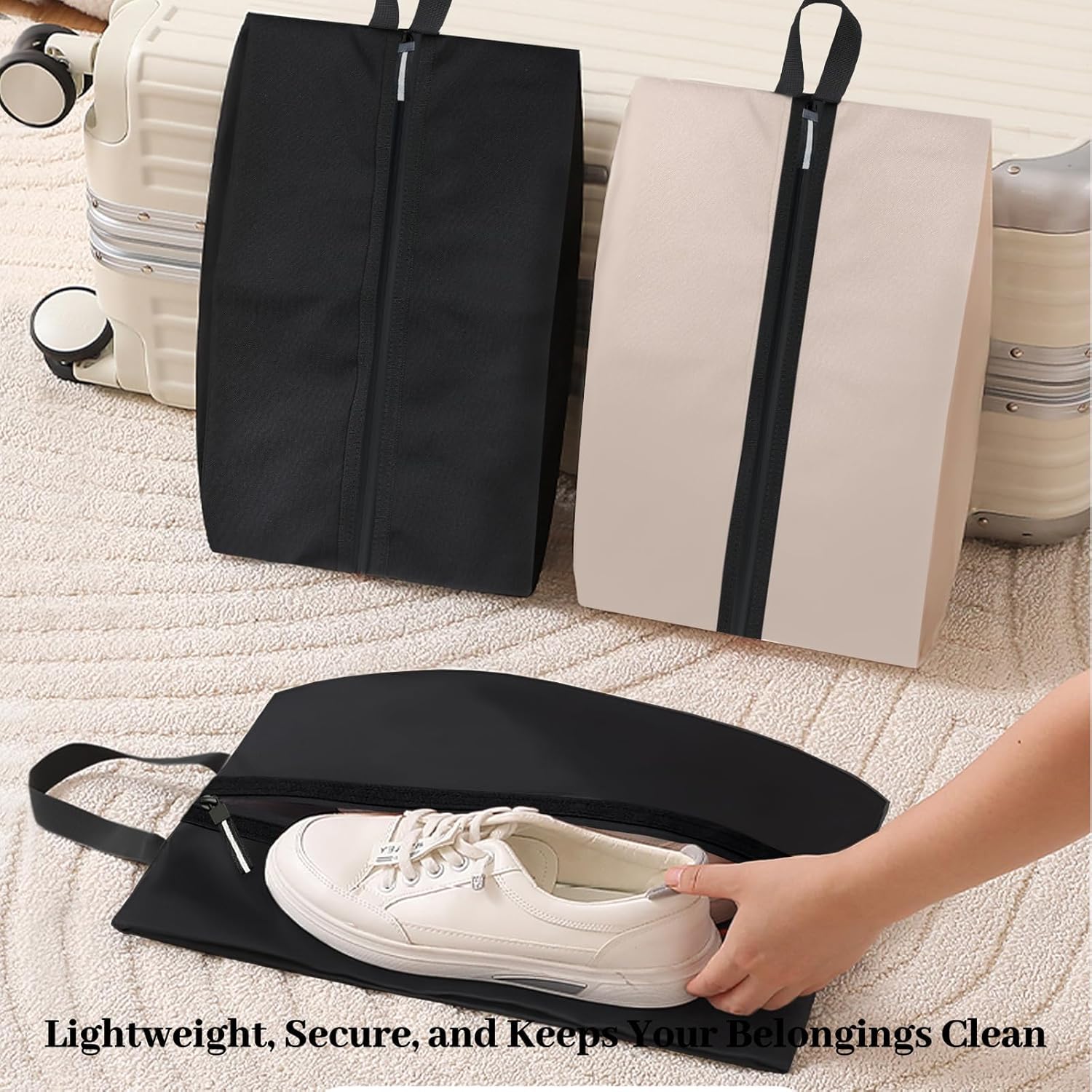 Shoe Bag Odor-Absorbing Water-Resistant, Travel Friendly Golf Shoe Bag with Zipper for Sports Ideal for Gym,Spikes,Golf,Tennis,Baseball(Black, 1-Pack) - Image 3