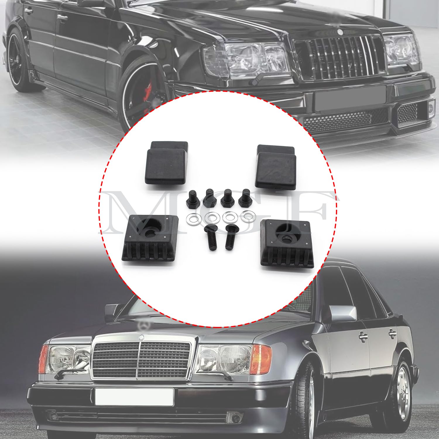 4 x odbojniki tylnej klapy ze śrubami, zamiennik kompatybilny z Mercedes W124 A124 C124 S124 odbojniki bagażnika, gumowe odbojniki A1247580144 1247580144