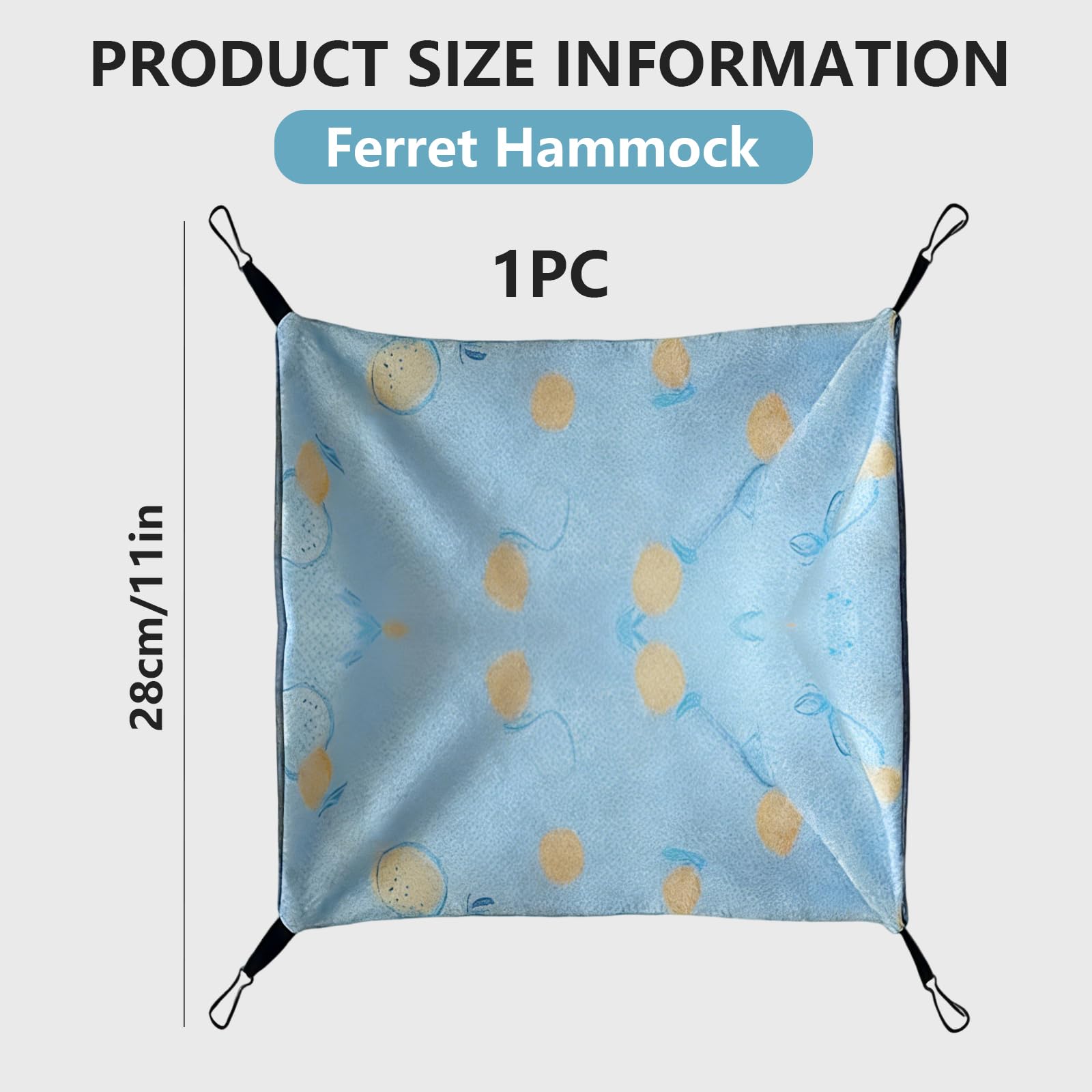 Hamac Cochon d'Inde Soie Glacée 28 x 28Cm Hamac Rongeur Ajustable Cage Furet Cabane Fraise Cochon d'Inde Lit Lapin Design Double Face Balançoire pour Lapin Hamster Chinchilla