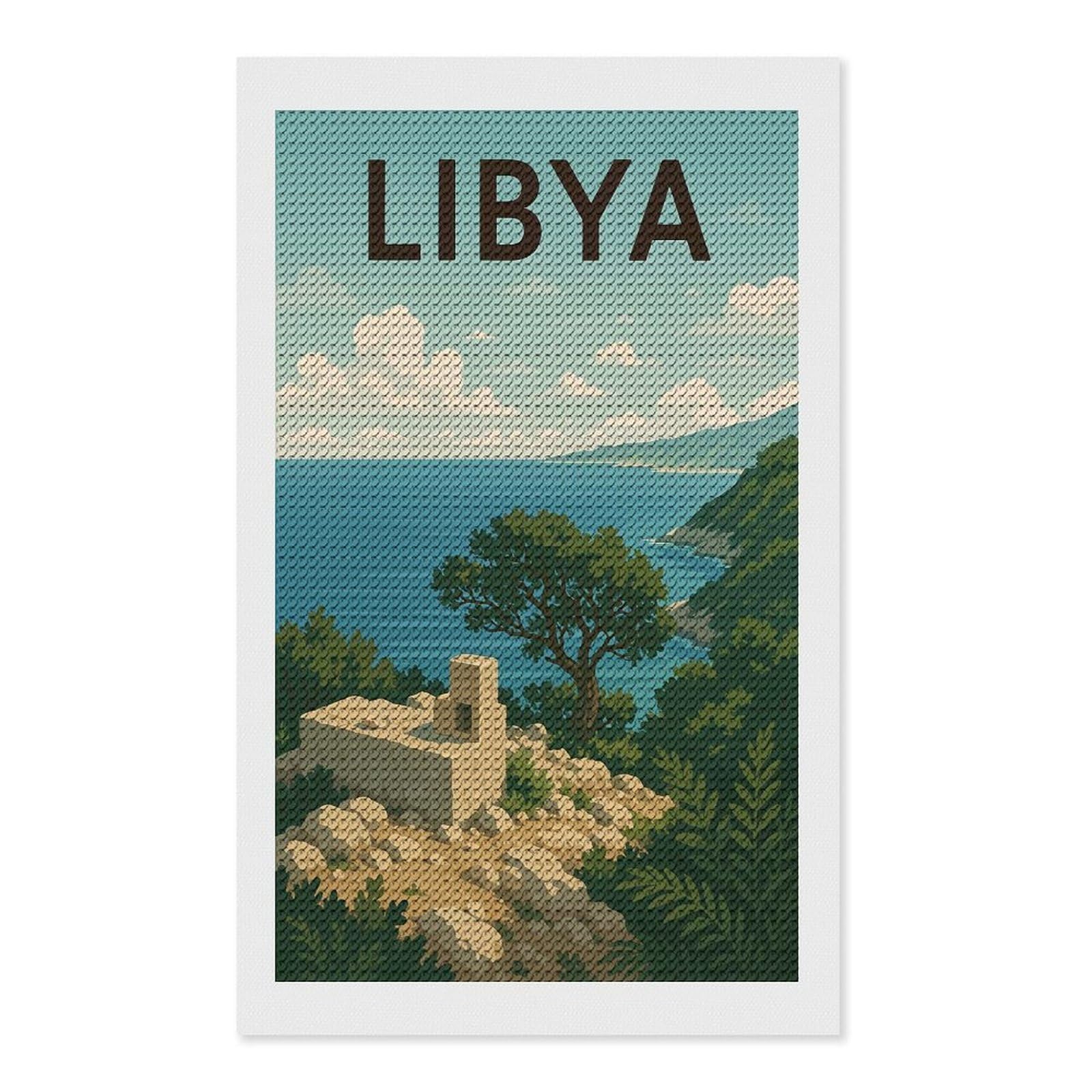 Junmoney Libya Travel Round Drill Diamond Painting 12"x20", for Craft Lovers, Stress Relief Craft, Bedroom Decor, Festive Craft Gift