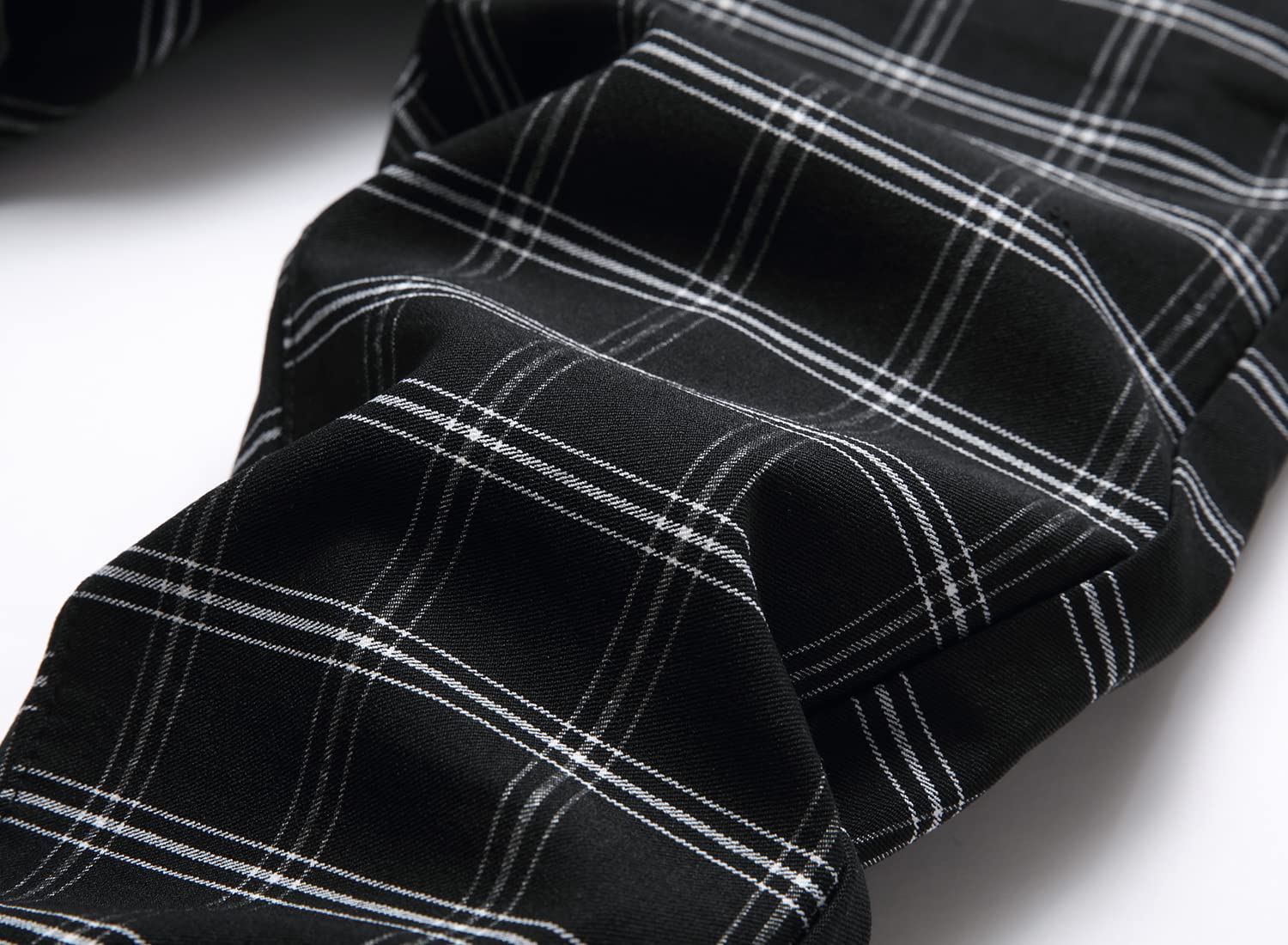 NOVOCCT Plaid Panst da uomo, pantaloni skinny da uomo, elasticizzati, slim fit, stile casual da lavoro, pantaloni chino da uomo, Plaid nero., 42