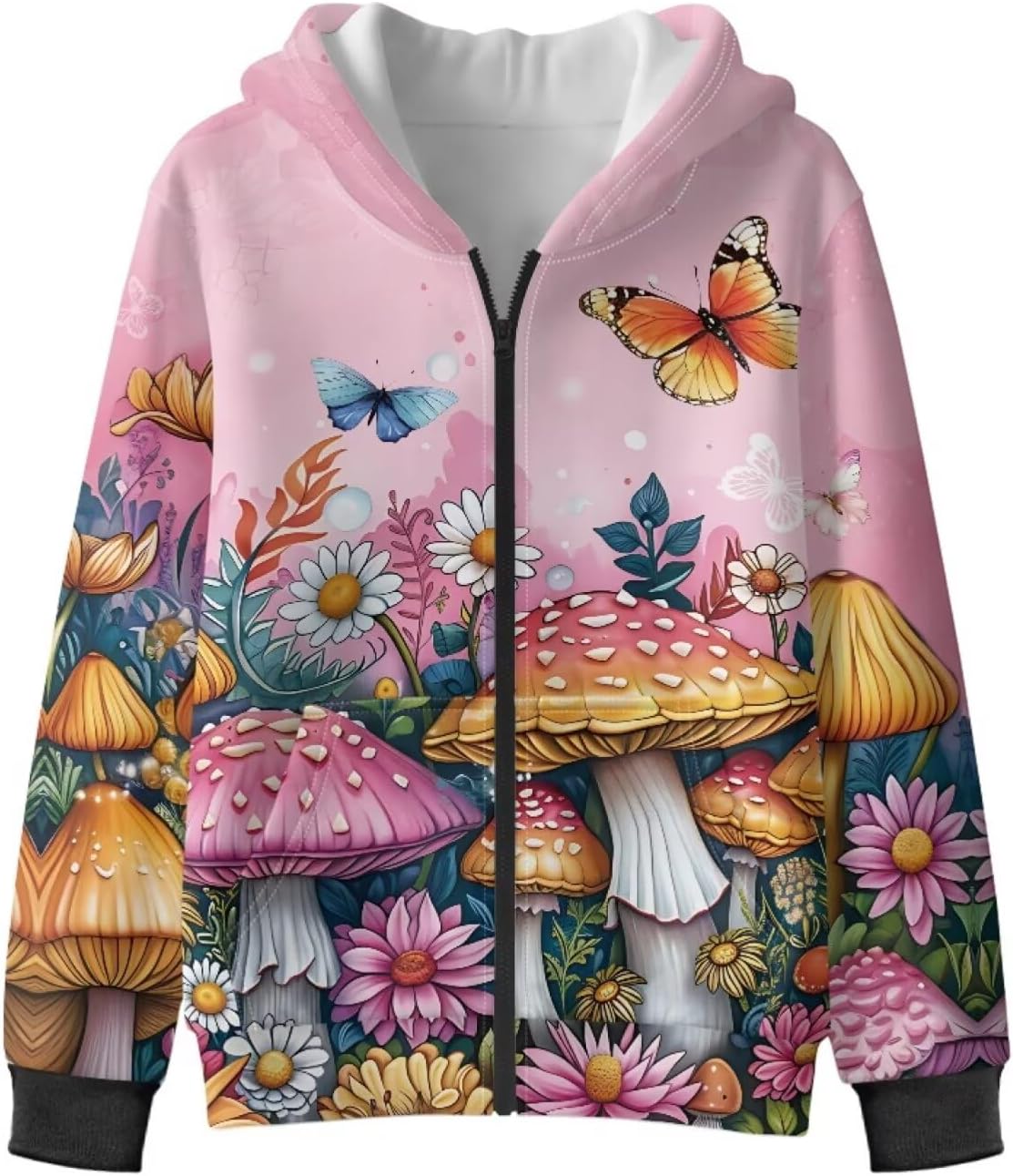 Girl's Zipper Up Hoodies with Long Sleeve, Fleece Hoodies Sport Jacket, Kid's Hooded Sweatshirt Fall Clothes