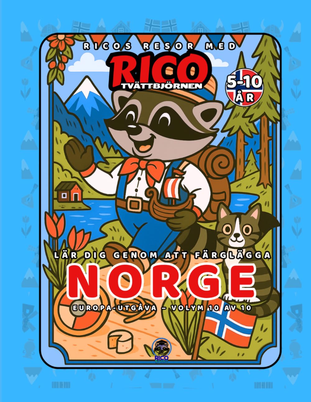 Norge – Målarbok för barn (5–10 år) | Ricos Resor – Europa Vol. 10