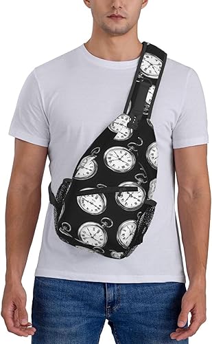 Vista 7 de Small Crossbody Bags for Women Men - Vintage Pocket Watch Print Adjustable Shoulder Bag Fanny Packs Belt Sling Bag Crossbody Purses Backpack for