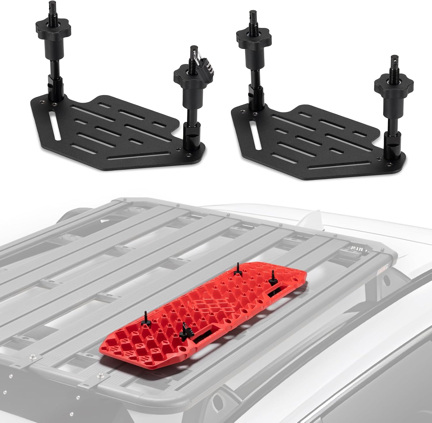 BUNKER INDUST Recovery Boards Mounting Kit, Only Fit for Bunker Traction Boards (Gen 7, 9, 10, 11,12 ), Bracket for Rooftop Platform with Lock ( Only for 2 Boards)