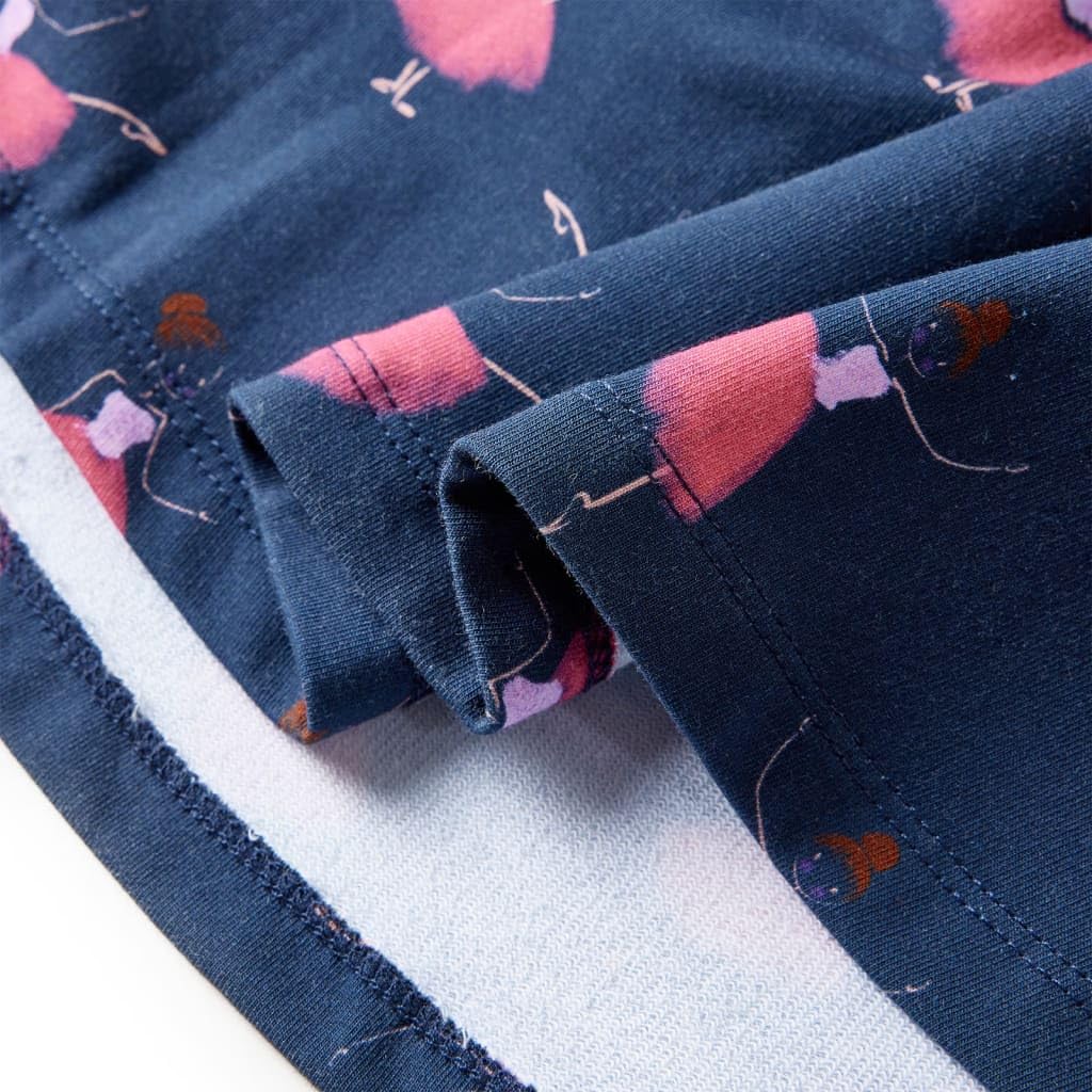 Vestido infantil azul marino para niña, vestido de algodón de manga larga con estampado de bailarinas, transpirable, cómodo, adecuado para uso diario, fiesta, cumpleaños, escuela, vacaciones