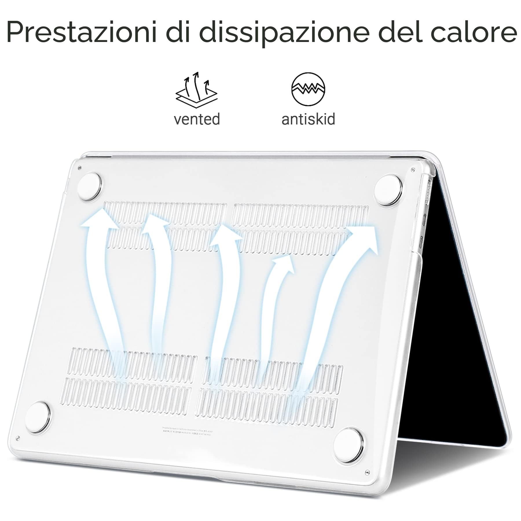 TECOOL Cover compatibile con MacBook Air M5 M4 M3 M2 13,6 Pollici 2022-2026 A3449 A3240 A3113 A2681, Custodia Rigida Protettiva Sottile in Plastica e Copritastiera UE, Superficie Lucida Trasparente