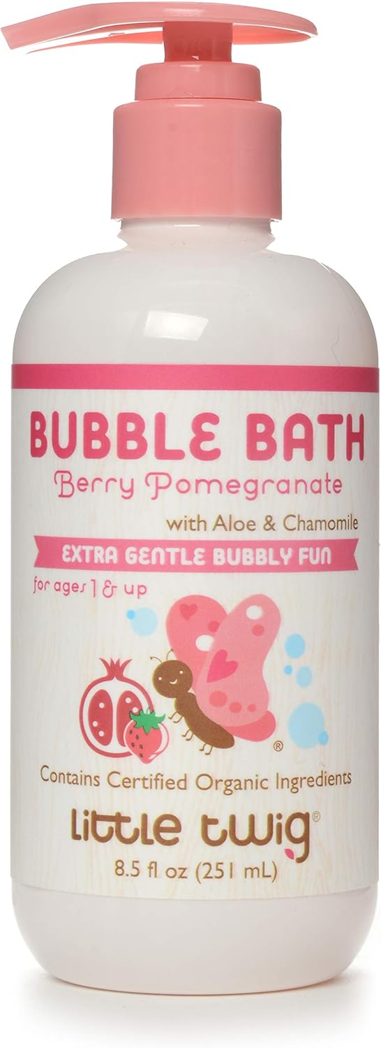 Little Twig Bubble Bath, Baby Bath Essential with Natural Plant Derived Formula, Vegan, Gluten-Free, Paraben-Free, Berry Pomegranate Scent, 8.5 fl. oz.