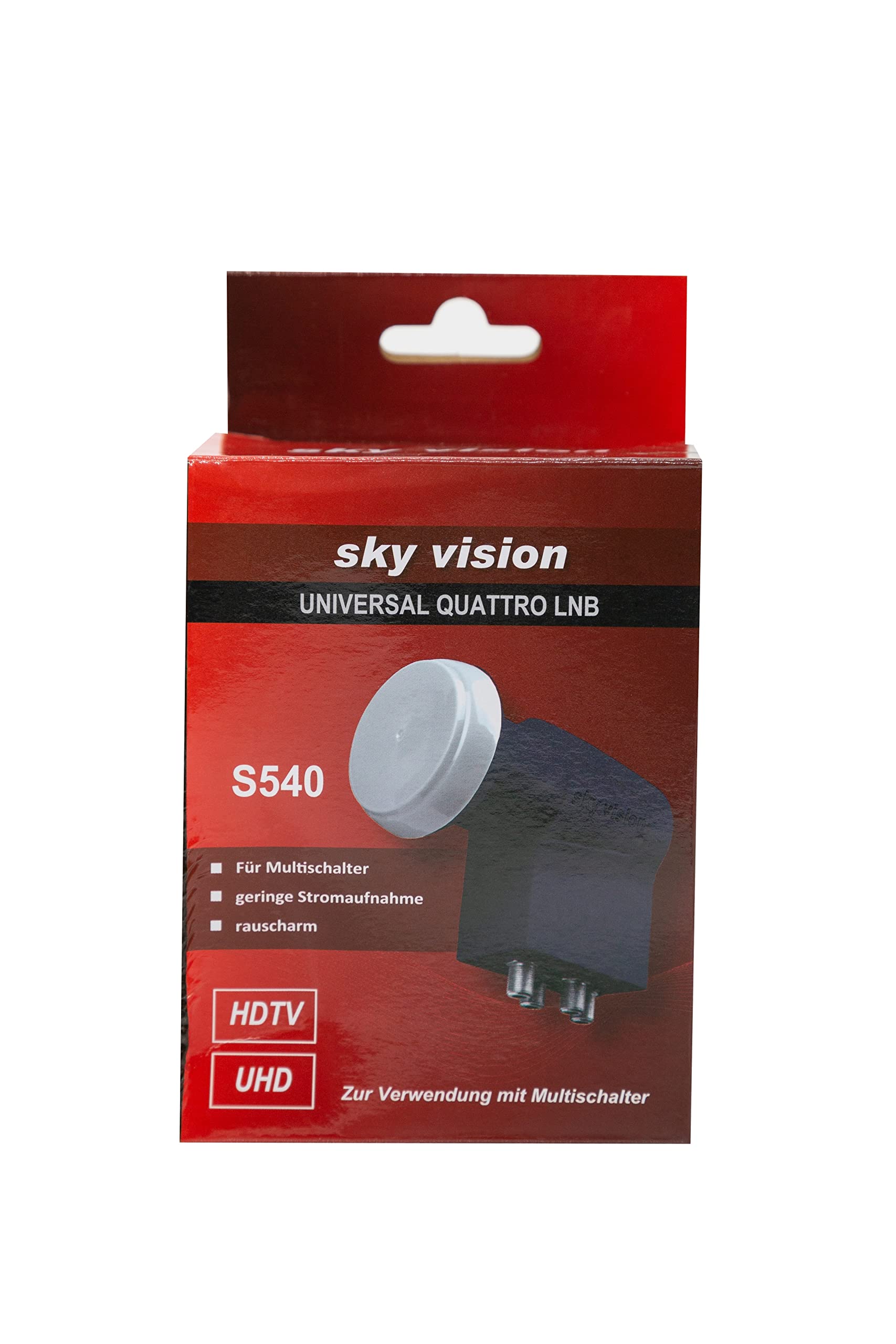SKY VISION Quattro LNB LNB Satellites Universel pour commutateur Multiple avec boîtier de Protection Contre Les intempéries, pour réception numérique Satellite en HD, Full HD et UHD, Facteur de Bruit