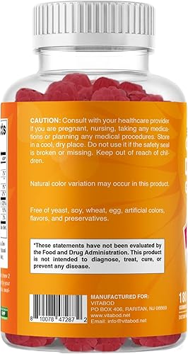 Miniatura 9 de VITABOD Gomitas de vitamina D3 K2 salud ósea y cardíaca 180 gomitas a base de pectina