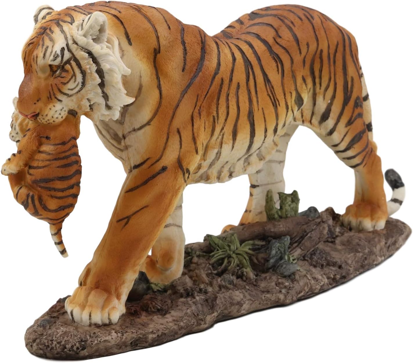Ebros 14.25" Wide Large Realistic Wildlife Bengal Orange Tiger Mother Carrying Cub Statue Indian Jungle Tigers Giant Cats Decorative Resin Figurine Animal Collectible Home Decor Accent image 3