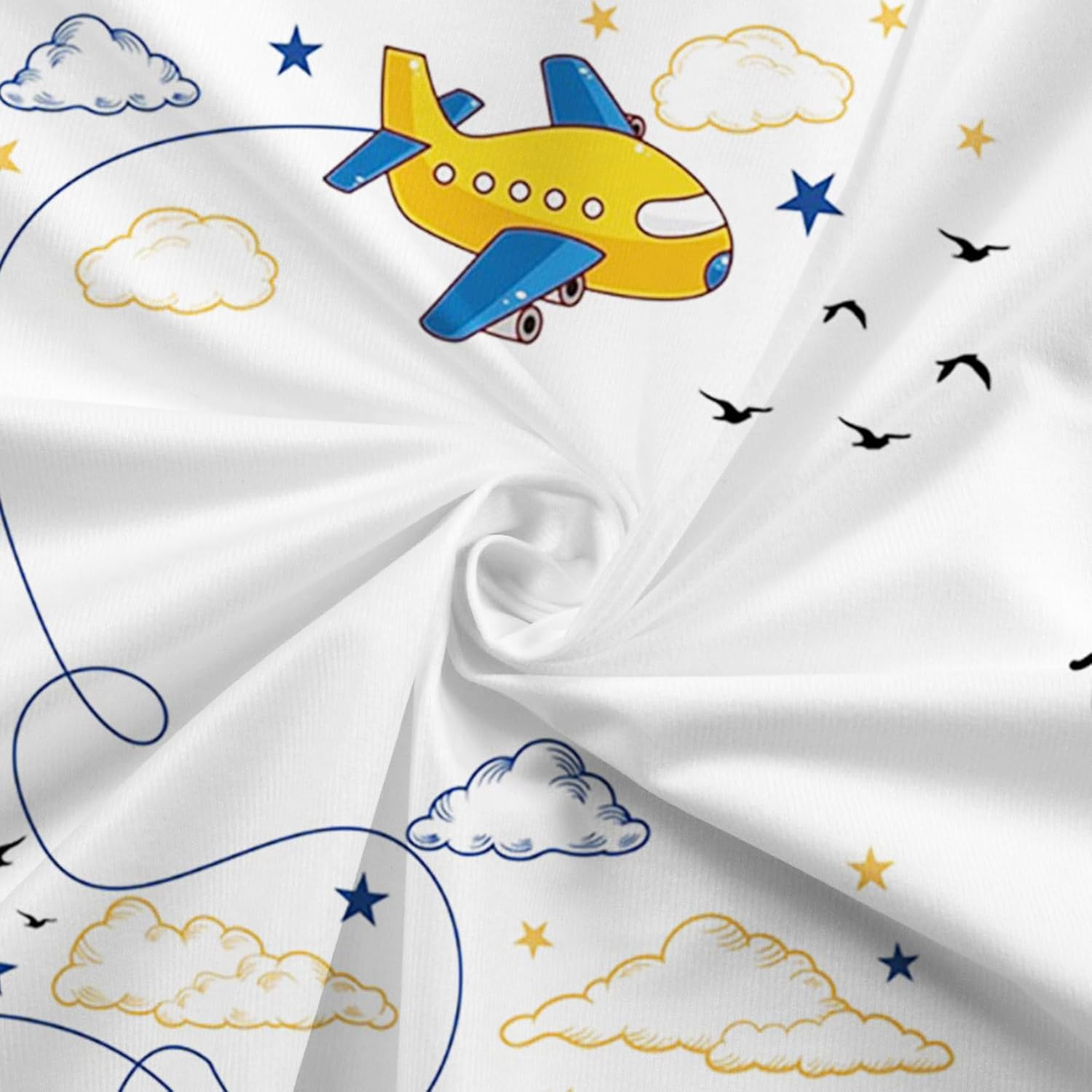 CSFOTO Airplane Pilot Theme Baby Monthly Milestone Blanket Cartoon Airplane White Cloud Star Decor Photography Background Newborn Growth Record Prop Blanket 60 "x40 with Frames - Image 3