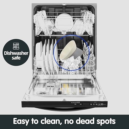 Miniatura 6 de Bulldog Bowl - Plato antideslizante de goma desmontable para perros y gatos, base inclinada estéril para mascotas (gris, 3.5 tazas (perro