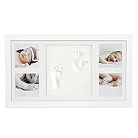 Vista 2 de Nuby Baby Hand & Footprint Kit with Frame That Holds Four 3 x 3" Photos & 1 Clay Print Kit for Newborn Girls & Boys, Personalized Baby Gift
