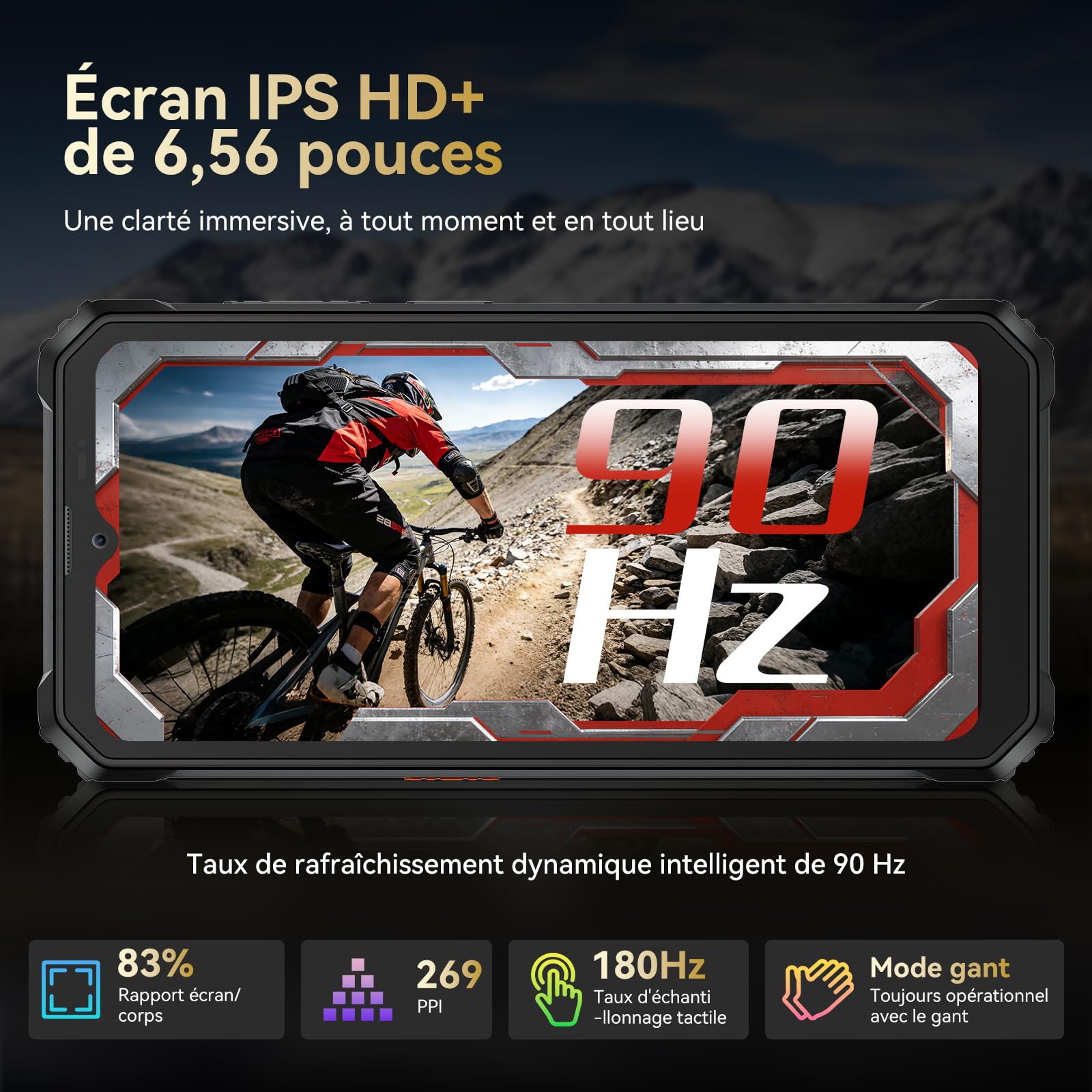 Blackview BV6200 Plus Téléphone Incassable 2026, Batterie 11000mAh Téléphone Portable Incassable 24Go+128Go/2To TF, 6.56" HD+, Caméra AI 16MP+13MP,NFC/GPS/98dB Haut-Parleurs Smartphone 2 Ans Garantie