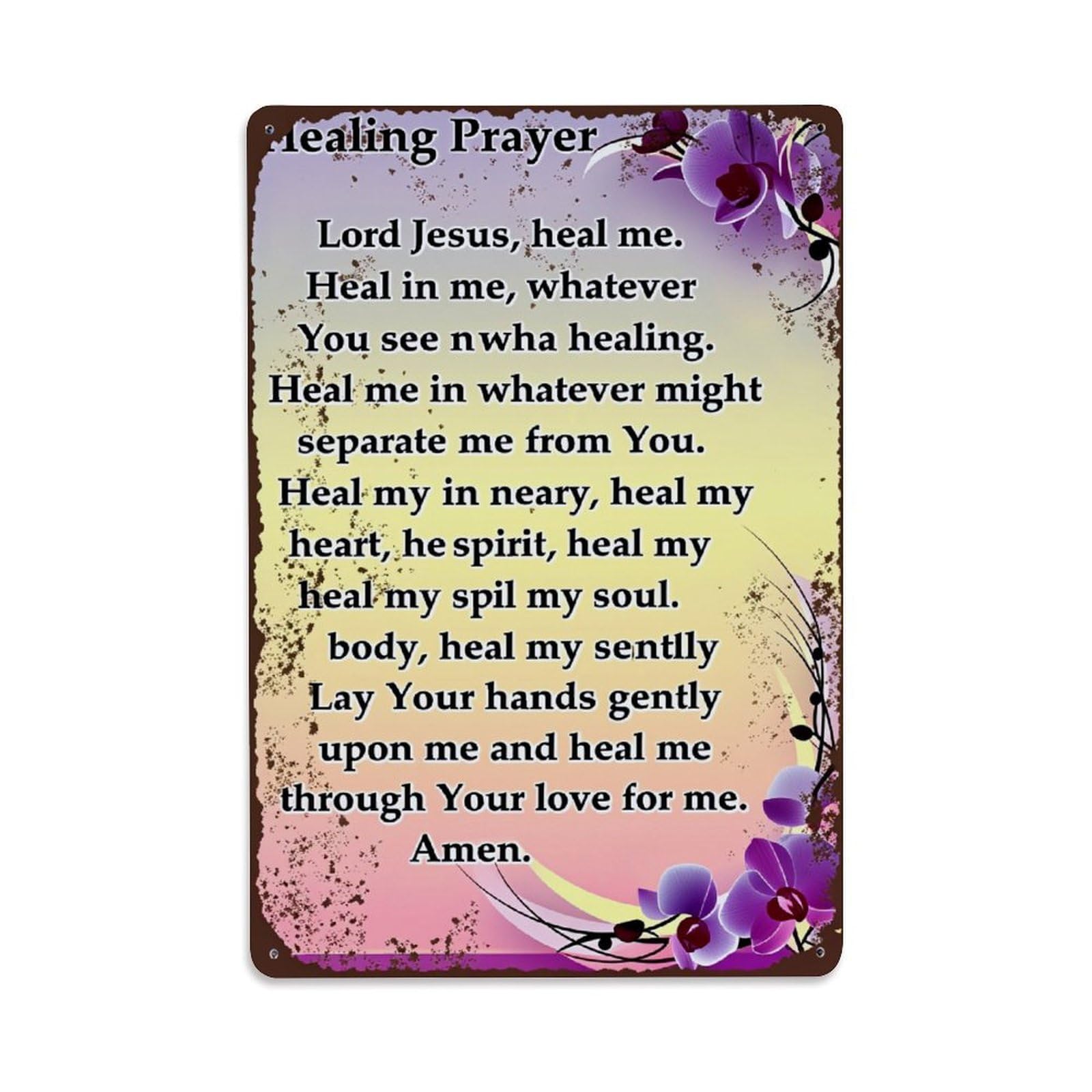 Jdfenggu Vintage Floral Prayer Background Design Pattern Retro Metal Tin Sign, Decor Art Poster For Bar, Home, Man Cave, Kitchen, Laundry Room Gift 8X12inch