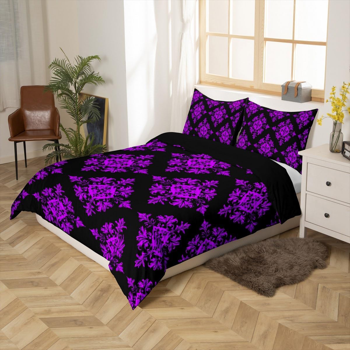 jejeloiu Jacquard Damask Duvet Cover Kids Boys Girls,Toddler,Luxury Royal Jacquard Bedding Set,Boho Style Comforter Cover,Vintage Floral Decorative Bedspread Cover,Bedroom Decor,No Comforter