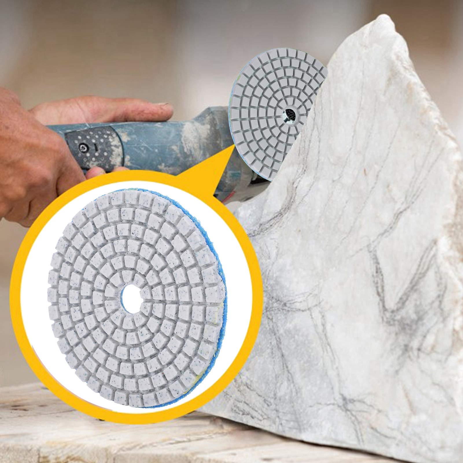 STADEA Diamantpolierpads 4 Zoll – Nass/Trocken-Set Für Granit, Beton, Marmor – 8-teilig Inkl. Rückenpad STADEA Diamantpolierpads 4 Zoll – Nass/Trocken-Set Für Granit, Beton, Marmor – 8-teilig Inkl. Rückenpad